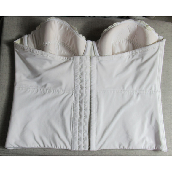 Secret Treasures Bra 38C White Lace Pin Up Strapless Longline Bustier Burlesque - Picture 2 of 7